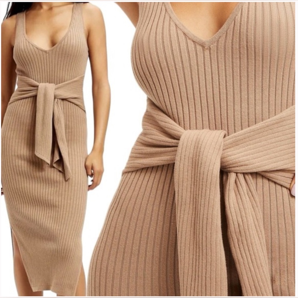 NWT Good American Rib Knit Midi Dress
